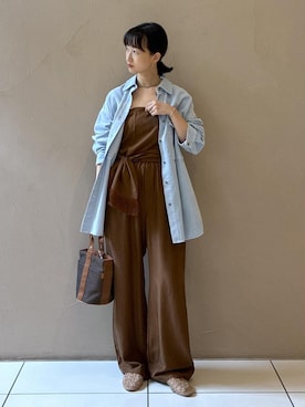 「SALON adam et rope'（サロン アダム エ ロペ）のアイテム（シャツ/ブラウス）」を使った、fukaさん（レディース・165cm）の夏コーディネート