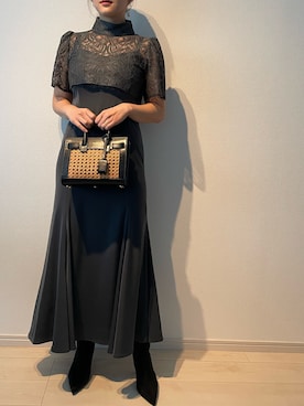 「アイテム（ドレス、グレー系）」を使った、RI ⁂さん（レディース・157cm）の冬コーディネート