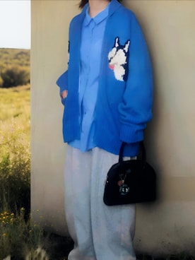 「KOBE LETTUCE（コウベレタス）のスウェット素材ワイドカーブパンツ（スウェットパンツ、グレー系）」を使った、shominnohoshiさん（レディース・146cm）の春コーディネート