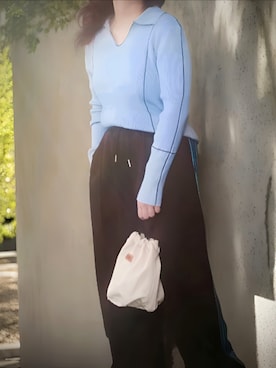 「SIDEWAY STANCE（サイドウェイスタンス）のアイテム（スウェットパンツ、ブラウン系）」を使った、shominnohoshiさん（レディース・146cm）の春コーディネート