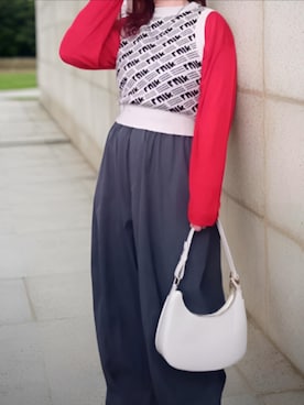 「SNIDEL（スナイデル）のニットベスト（ベスト、ホワイト系）」を使った、shominnohoshiさん（レディース・146cm）の春コーディネート