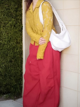 「MAISON SPECIAL（メゾンスペシャル）のColor Piping Parachute Pants/カラーパイピングパラシュートパンツ（その他パンツ、レッド系）」を使った、shominnohoshiさん（レディース・146cm）の春コーディネート