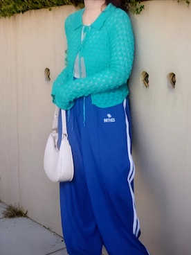 「SENSE OF PLACE by URBAN RESEARCH（センスオブプレイスバイアーバンリサーチ）のニットカーディガン（カーディガン/ボレロ、グリーン系）」を使った、shominnohoshiさん（レディース・146cm）の春コーディネート