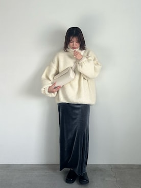 「タートルネック」｜「アイテム（スリッポン）」を使った、YUAさん（レディース・162cm）の冬コーディネート