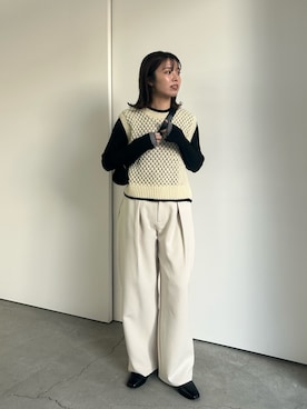 「ベストコーデ」｜「アイテム（スラックス）」を使った、YUAさん（レディース・162cm）の冬コーディネート