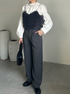 「レディースファッション」｜「アイテム（スラックス）」を使った、YUAさん（レディース・162cm）の秋コーディネート