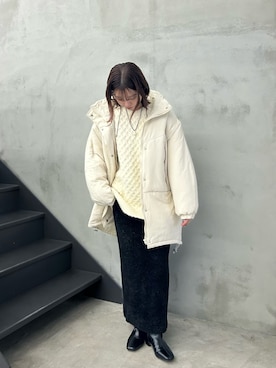 「ラメスカート」｜「アイテム（ジャケット/アウター）」を使った、YUAさん（レディース・162cm）の秋コーディネート