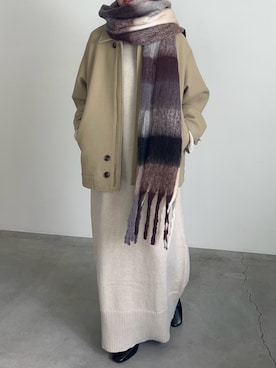 「select MOCA by son（セレクトモカバイソン）のアイテム（その他アウター）」を使った、YUAさん（レディース・162cm）の冬コーディネート