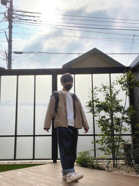 「niko and...（ニコアンド）のアイテム（ノーカラージャケット）」を使った、ゆうき𓈒𓂂𓏸さん（メンズ・165cm）の秋コーディネート