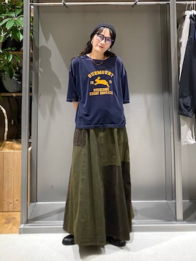「niko and...（ニコアンド）のギャザーローファー（ローファー、ブラック系）」を使った、hanaさん（レディース・160cm）の秋コーディネート