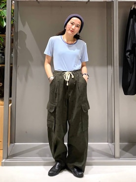 「niko and...（ニコアンド）のギャザーローファー（ローファー、ブラック系）」を使った、hanaさん（レディース・160cm）の秋コーディネート