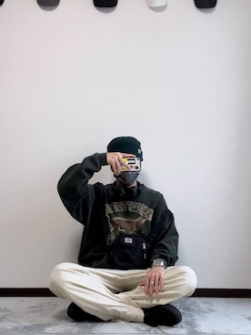 「carhartt」｜「アイテム（アナログ腕時計）」を使った、Dai..さん（メンズ・170cm）の冬コーディネート
