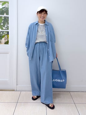 「Dessin（デッサン）の【ユニセックス／リンクコーデ】  ロゴ刺繍キャップ（キャップ、ベージュ系）」を使った、Osawaさん（レディース）の春コーディネート