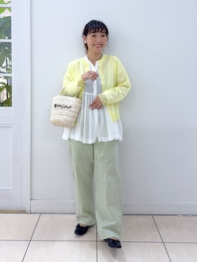 「MINIMUM（ミニマム）のアイテム（カーディガン/ボレロ）」を使った、Osawaさん（レディース・156cm）の春コーディネート
