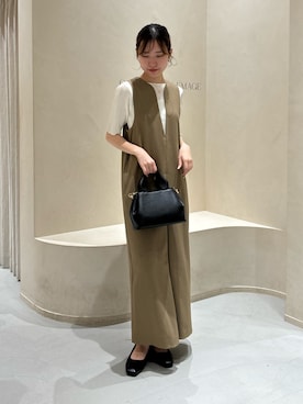 低身長・高身長サイズあり】スリットネックワンピースを使った