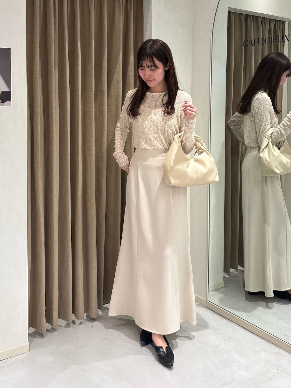 【タグ付き】　CAPRICIEUX LE'MAGE フレアマキシスカート　PS CAPRICIEUX LE'MAGE（カプリシューレマージュ）の「フレアマキシ