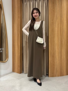 「CAPRICIEUX LE'MAGE（カプリシューレマージュ）の【人気のため再販！セレモニーにも◎】フロッキードットブラウス（シャツ/ブラウス、ベージュ系）」を使った、yu _lemageさん（レディース・167cm）の春コーディネート