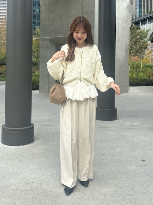 CAPRICIEUX LE'MAGE WフェイスZIPカーディガン ベージュ CAPRICIEUX LE