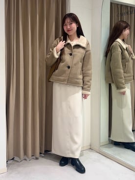 「アイテム（その他アウター）」を使った、yu _lemageさん（レディース・167cm）の冬コーディネート