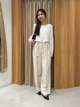 「CAPRICIEUX LE'MAGE（カプリシューレマージュ）の【yuu企画】【サイズ展開あり】アシメウエストパンツ（その他パンツ、ベージュ系）」を使った、yu _lemageさん（レディース・167cm）の春コーディネート
