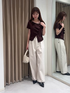 「ブラウンコーデ」｜「アイテム（カーディガン/ボレロ）」を使った、yu _lemageさん（レディース・167cm）の夏コーディネート