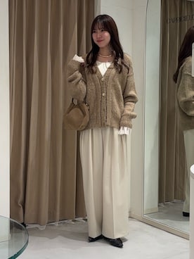 「アイテム（カーディガン/ボレロ）」を使った、yu _lemageさん（レディース・167cm）の秋コーディネート