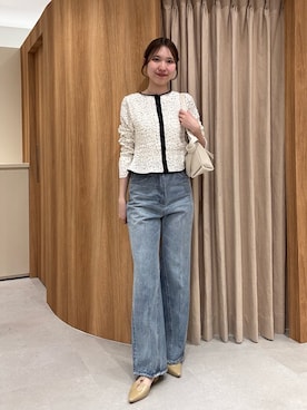 「CAPRICIEUX LE'MAGE（カプリシューレマージュ）の【即完アイテム再入荷！】ドットシャーリングブラウス（シャツ/ブラウス、ブラック系）」を使った、yu _lemageさん（レディース・167cm）の春コーディネート