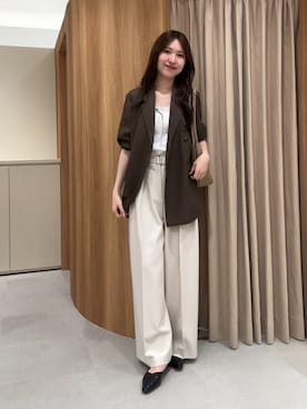 「CAPRICIEUX LE'MAGE（カプリシューレマージュ）のシアーWジャケット（テーラードジャケット、ブラウン系）」を使った、yu _lemageさん（レディース・167cm）の春コーディネート