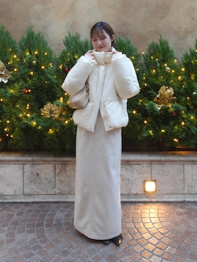 「アイテム（その他アウター、ホワイト系）」を使った、yu _lemageさん（レディース・167cm）の秋コーディネート