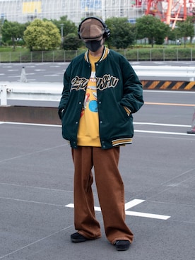 「ハンチング」｜「アイテム（スタジャン）」を使った、perushu【ペルーシュ】さん（メンズ・174cm）の秋コーディネート