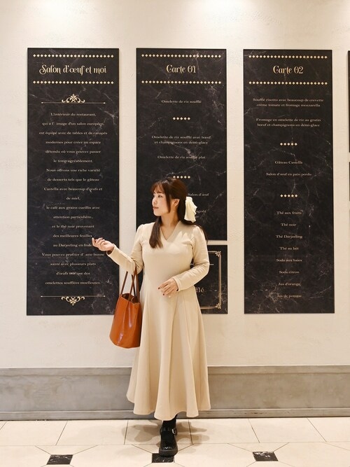 ポンチ素材Vネックゴアードワンピース（ワンピース）｜SAISON DE