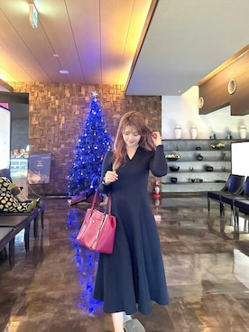 「アイテム（ワンピース、ブルー系）」を使った、saisondepapillon_officialさん（レディース・153cm）の冬コーディネート