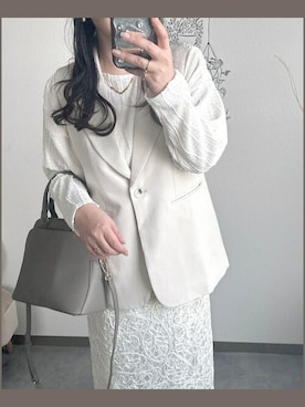 「アイテム（トップス、ベージュ系）」を使った、saisondepapillon_officialさん（レディース・163cm）の春コーディネート