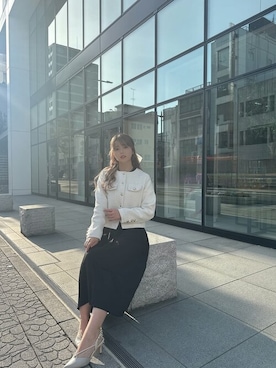 「アイテム（ノーカラージャケット、ホワイト系）」を使った、saisondepapillon_officialさん（レディース・160cm）の春コーディネート