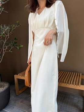 「アイテム（ワンピース/ドレス、ベージュ系）」を使った、saisondepapillon_officialさん（レディース・162cm）の夏コーディネート