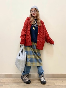 「Right-on（ライトオン）のアイテム（帽子）」を使った、Rightonさん（レディース・155cm）の冬コーディネート