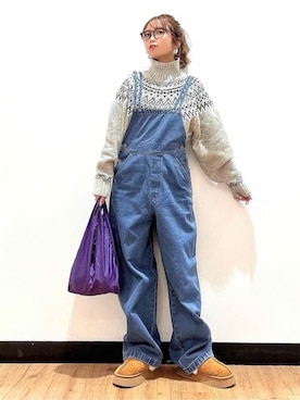 「イエベ」｜「アイテム（サロペット/オーバーオール）」を使った、Rightonさん（レディース・157cm）の冬コーディネート