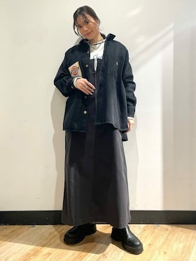 「Dickies（ディッキーズ）のアイテム（オールインワン・サロペット）」を使った、Rightonさん（レディース・160cm）の冬コーディネート