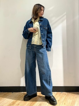 「イエベ」｜「アイテム（デニムジャケット）」を使った、Rightonさん（レディース・160cm）の冬コーディネート