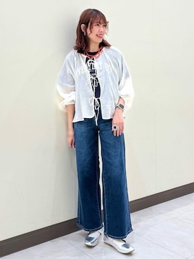 「SOMETHING（サムシング）のアイテム（デニムパンツ）」を使った、Rightonさん（レディース・164cm）の春コーディネート