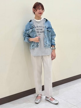 「春カラー」｜「アイテム（デニムジャケット）」を使った、Rightonさん（レディース・164cm）の春コーディネート