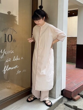 「yuni（ユニ　）のアイテム（シャツワンピース）」を使った、ﾆ ｼ ﾜ ｷ  ｼ ﾎさん（レディース・158cm）の春コーディネート