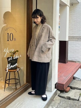 「yuni（ユニ　）のアイテム（ジャケット/アウター）」を使った、ﾆ ｼ ﾜ ｷ  ｼ ﾎさん（レディース・158cm）の秋コーディネート