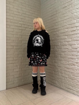 「HYSTERIC GLAMOUR（ヒステリックグラマー）のROCK HAPPENING柄 ワンピース（ワンピース）」を使った、shi0ri68さん（レディース・155cm）の秋コーディネート