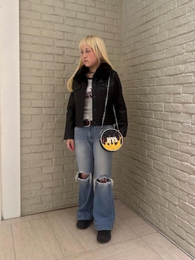 「アイテム（その他アウター、ブラック系）」を使った、shi0ri68さん（レディース・155cm）の秋コーディネート