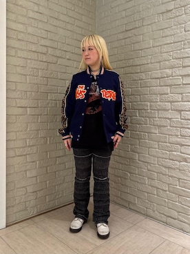 「アイテム（スタジャン）」を使った、shi0ri68さん（レディース・155cm）の冬コーディネート