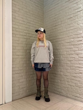 「アイテム（デニムスカート）」を使った、shi0ri68さん（レディース・155cm）の冬コーディネート