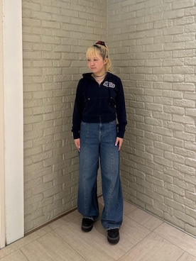 「HYSTERIC GLAMOUR（ヒステリックグラマー）のカーブデニムパンツ（デニムパンツ、ブルー系）」を使った、shi0ri68さん（レディース）の春コーディネート