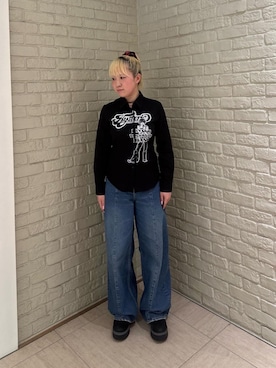 「HYSTERIC GLAMOUR（ヒステリックグラマー）のカーブデニムパンツ（デニムパンツ、ブルー系）」を使った、shi0ri68さん（レディース）の春コーディネート