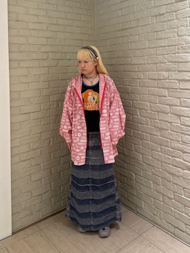 「HYSTERIC GLAMOUR（ヒステリックグラマー）のスクラッチロングデニムスカート（スカート、ブルー系）」を使った、shi0ri68さん（レディース）の春コーディネート